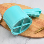 Convenient Hand-Held Semi-Automatic Four Sieve Baking Tool, Blue, Orange, White, Pink – Durable Build, Easy to Use