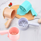 Convenient Hand-Held Semi-Automatic Four Sieve Baking Tool, Blue, Orange, White, Pink – Durable Build, Easy to Use