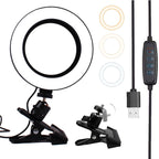 6 inch Strong Clip Fill Light With Adjustable Temperature LED Ring Light Desktop Computer Clip Light, Cable Length: 2 Meters Default Title