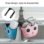 Kitchen Cartoon Multifunctional Sink Drain Hanging Bag Adjustable Buckle Bathroom Storage Basket, Pink, Blue, Green
