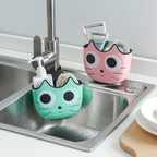 Kitchen Cartoon Multifunctional Sink Drain Hanging Bag Adjustable Buckle Bathroom Storage Basket, Pink, Blue, Green