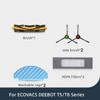 Vacuum Cleaner Sweeping Robot Accessories Suitable For Ecovacs Deebot T8 AIVI/T8 MAX,Accessories, Suit, 3 PCS Rag, 4 PCS Side Brush, 4 PCS Filter, Main Brush