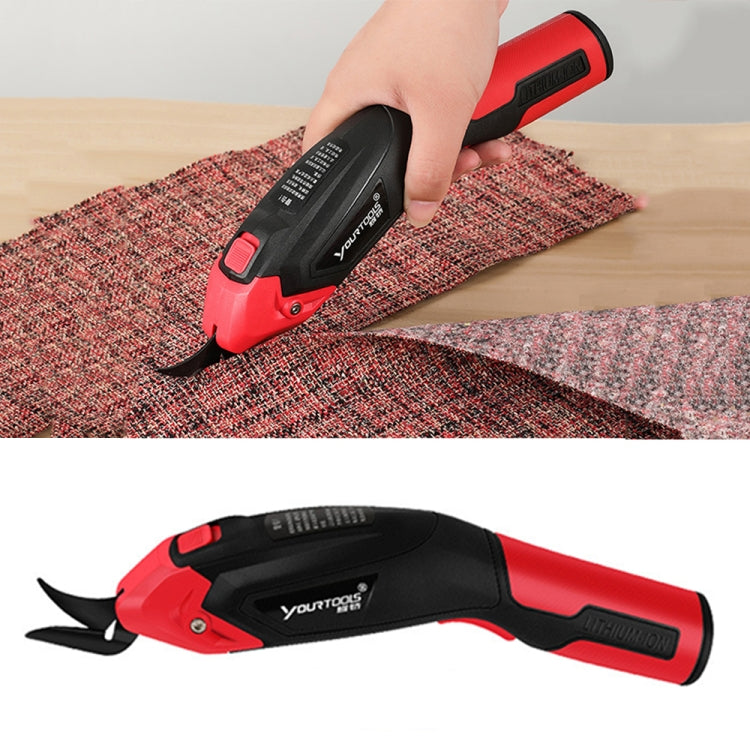 YOURTOOLS Y4005 12W Tungsten Steel Electric Scissors Clothing Leather Carpet Trimming Scissors, 1500mAh (Red), 2500mAh (Gray), US Plug (Gray), EU Plug (Gray) 1500mAh (Red)