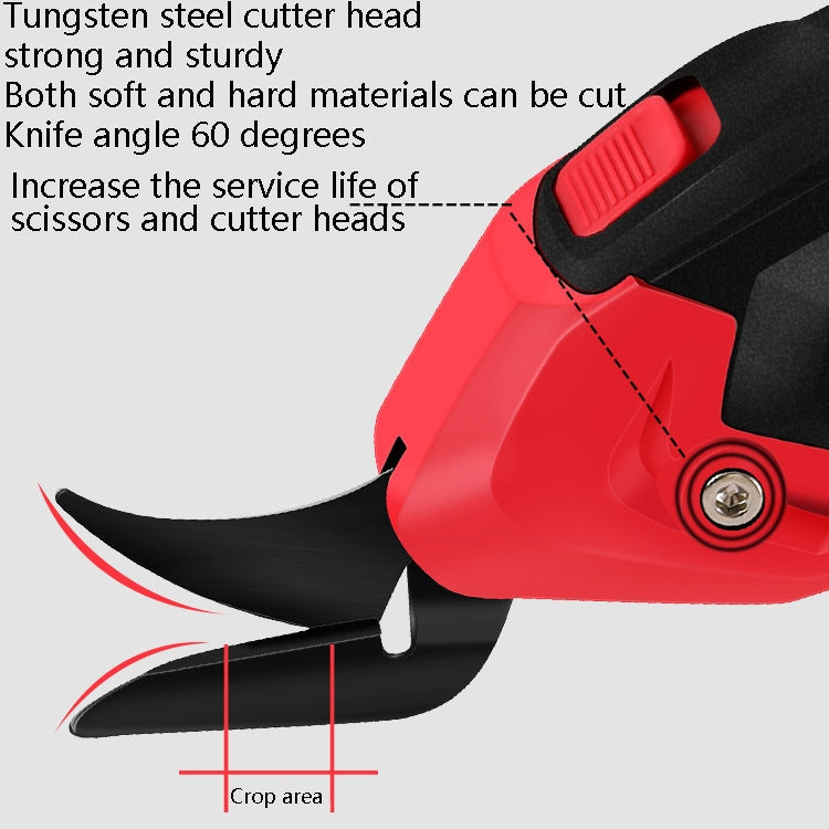 YOURTOOLS Y4005 12W Tungsten Steel Electric Scissors Clothing Leather Carpet Trimming Scissors, 1500mAh (Red), 2500mAh (Gray), US Plug (Gray), EU Plug (Gray)
