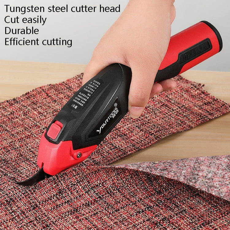 YOURTOOLS Y4005 12W Tungsten Steel Electric Scissors Clothing Leather Carpet Trimming Scissors, 1500mAh (Red), 2500mAh (Gray), US Plug (Gray), EU Plug (Gray)