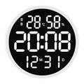 6620 12 Inch LED Simple Wall Clock Living Room Round Silent Digital Temperature And Humidity Electronic Clock, White Frame EU Plug, Black Frame EU Plug, White Frame US Plug, Black Frame US Plug White Frame EU Plug