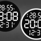 6620 12 Inch LED Simple Wall Clock Living Room Round Silent Digital Temperature And Humidity Electronic Clock, White Frame EU Plug, Black Frame EU Plug, White Frame US Plug, Black Frame US Plug