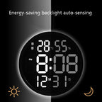 6620 12 Inch LED Simple Wall Clock Living Room Round Silent Digital Temperature And Humidity Electronic Clock, White Frame EU Plug, Black Frame EU Plug, White Frame US Plug, Black Frame US Plug