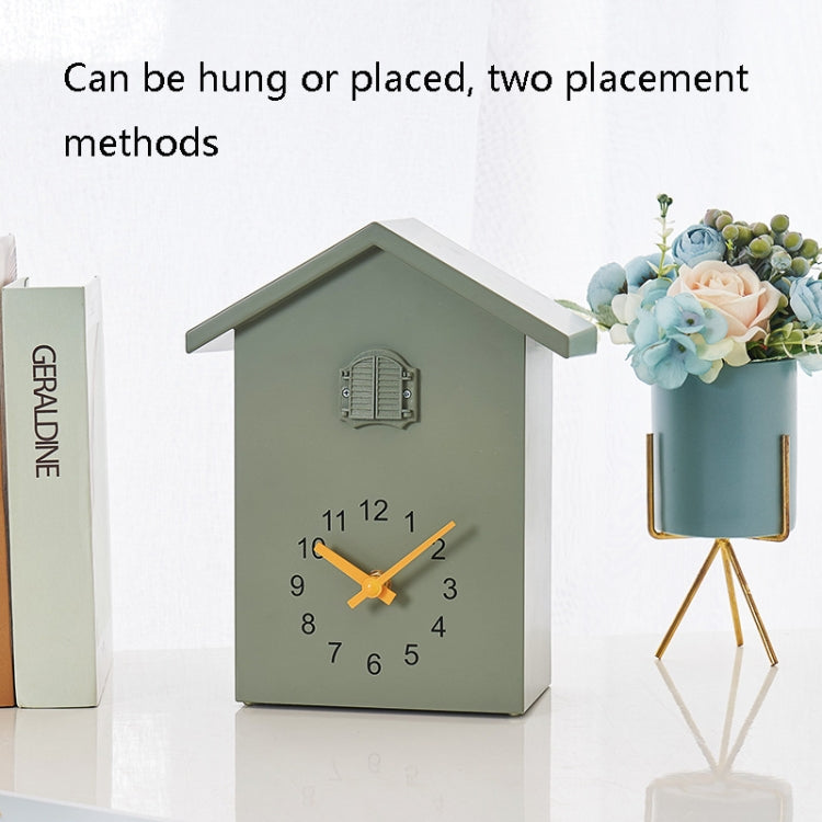 T60 Cuckoo Clock The Bird Reports On The Hour Clock, White, Green, Blue, Gray Top, Orange Top