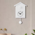 T60 Cuckoo Clock The Bird Reports On The Hour Clock, White, Green, Blue, Gray Top, Orange Top White