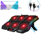 COOLCOLD RGB Notebook Radiator Six Fan Adjustable Laptop Cooling Base, 5V Speed Colorful Version, 5V Touch 12 Symphony Version – Non-slip