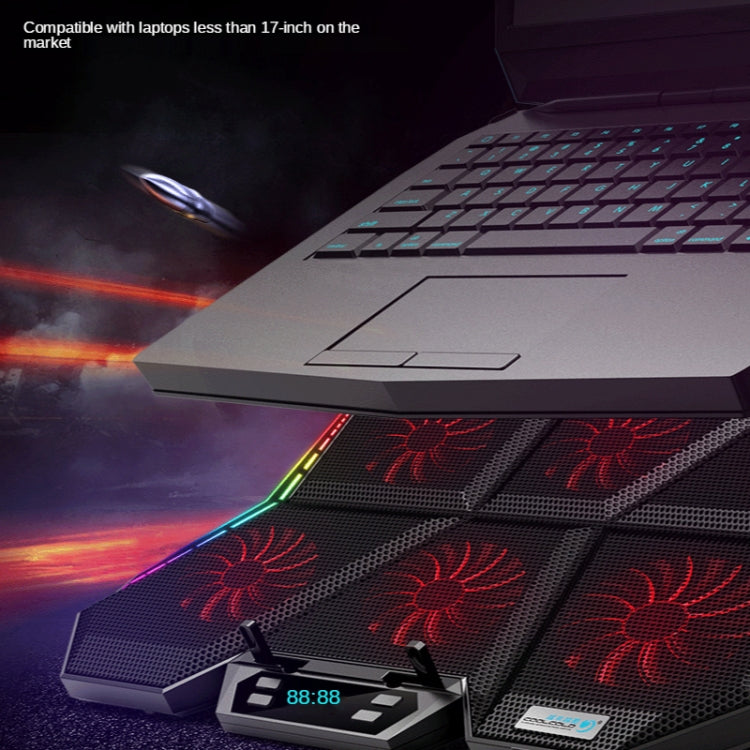 COOLCOLD RGB Notebook Radiator Six Fan Adjustable Laptop Cooling Base, 5V Speed Colorful Version, 5V Touch 12 Symphony Version – Non-slip