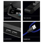 COOLCOLD RGB Notebook Radiator Six Fan Adjustable Laptop Cooling Base, 5V Speed Colorful Version, 5V Touch 12 Symphony Version – Non-slip
