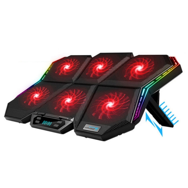 COOLCOLD RGB Notebook Radiator Six Fan Adjustable Laptop Cooling Base, 5V Speed Colorful Version, 5V Touch 12 Symphony Version – Non-slip 5V Touch 12 Symphony Version