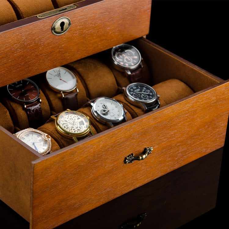 Wooden Double-Layer Watch Storage Box With Lock Jewelry Collection Display Box, 20 Epitope, 20 Epitope With Glass Sunroof