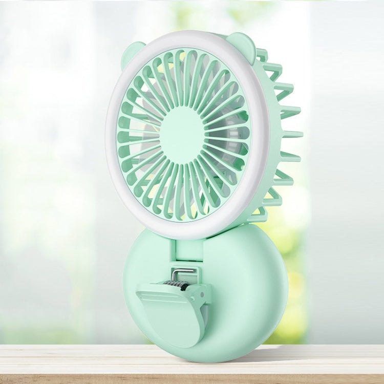D11 Fill Light Clip Hanging Neck Fan Handheld Folding Mini USB Desktop Fan, D11 Pink, D11 Green, D11 White D11 Green Green