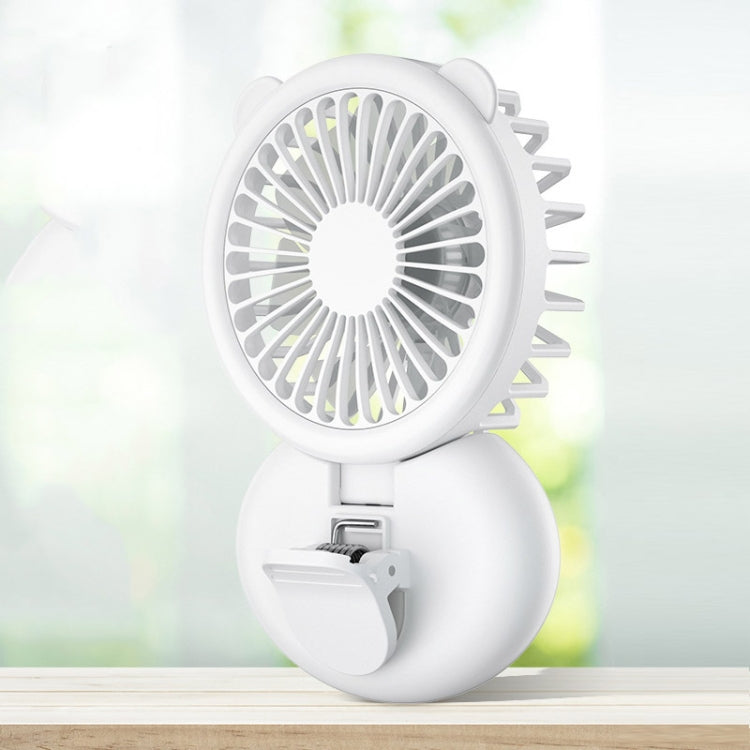 D11 Fill Light Clip Hanging Neck Fan Handheld Folding Mini USB Desktop Fan, D11 Pink, D11 Green, D11 White D11 White White