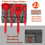 2 in 1 Kitchen Silicone Spoon Holder Shelf, Large (Gray), Medium (Gray), Medium (Black), Large (Red), Medium (Red), Large (Blue), Medium (Blue), Large (Orange), Medium (Orange), Large (Green), Medium (Green)