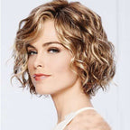 Ladies Oblique Bangs Fluffy Short Curly Hair Wig Headgear, WIG-017B