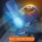 MF023 Airplane Night Light Ceiling Fan Household USB Remote Control Fan, Blue, White – Durable Build, Easy to Use