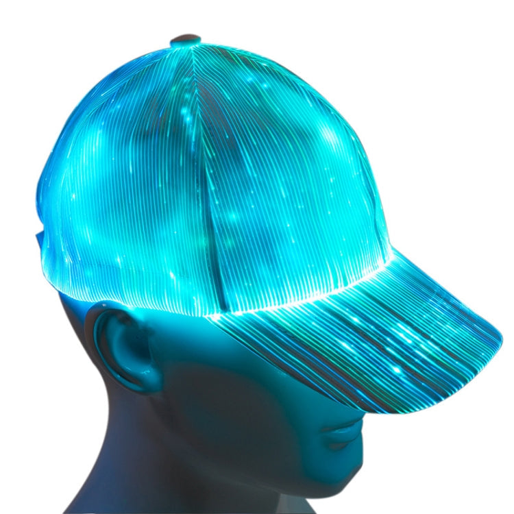 LED Fiber Optic Luminous Hat Couple Luminous Hat Outdoor Luminous Cap Performance Hat, White Colorful Light, Black Colorful Light – TPU White Colorful Light