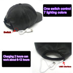 LED Fiber Optic Luminous Hat Couple Luminous Hat Outdoor Luminous Cap Performance Hat, White Colorful Light, Black Colorful Light – TPU