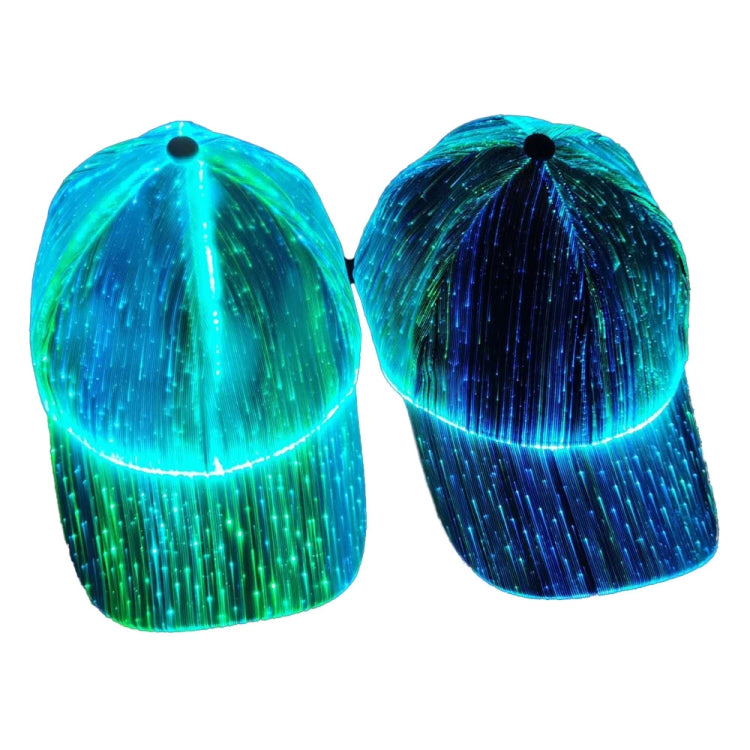 LED Fiber Optic Luminous Hat Couple Luminous Hat Outdoor Luminous Cap Performance Hat, White Colorful Light, Black Colorful Light – TPU