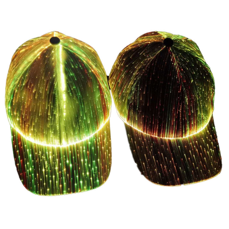 LED Fiber Optic Luminous Hat Couple Luminous Hat Outdoor Luminous Cap Performance Hat, White Colorful Light, Black Colorful Light – TPU