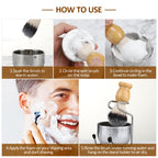 B3004 3 Pcs/Set Men Styling Tools Nylon Beard Brush Rack Foam Bowl