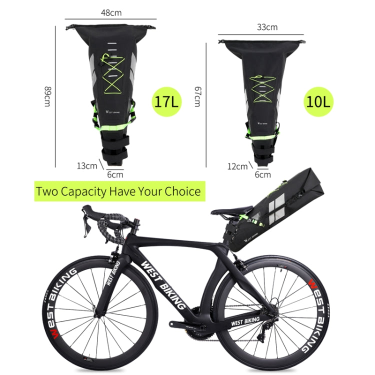 West Biking Bicycle Bag Full Waterproof Reflective Tail Bag Long-Distance Capacity Rear Seat Bag, 10L – Waterproof, Wear-resistant, TPU