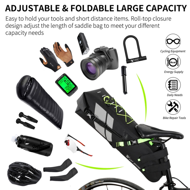 West Biking Bicycle Bag Full Waterproof Reflective Tail Bag Long-Distance Capacity Rear Seat Bag, 10L – Waterproof, Wear-resistant, TPU