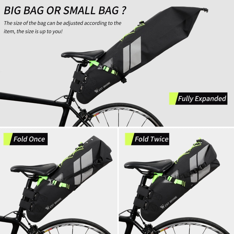 West Biking Bicycle Bag Full Waterproof Reflective Tail Bag Long-Distance Capacity Rear Seat Bag, 10L – Waterproof, Wear-resistant, TPU