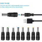 DC Power Cord USB Multi-Function Interchange Plug USB Charging Cable, 8 in 1, 11 in 1 – Durable Build, Easy to Use