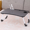 USB Folding Computer Desk With Fan & Lamp, Size: 60x40x28cm, Cool Black, Teenage Pink, Sky Blue, White Maple, Walnut, Eye Grotection Green – Card Slot, Non-slip Cool Black