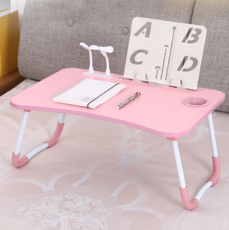 USB Folding Computer Desk With Fan & Lamp, Size: 60x40x28cm, Cool Black, Teenage Pink, Sky Blue, White Maple, Walnut, Eye Grotection Green – Card Slot, Non-slip Teenage Pink