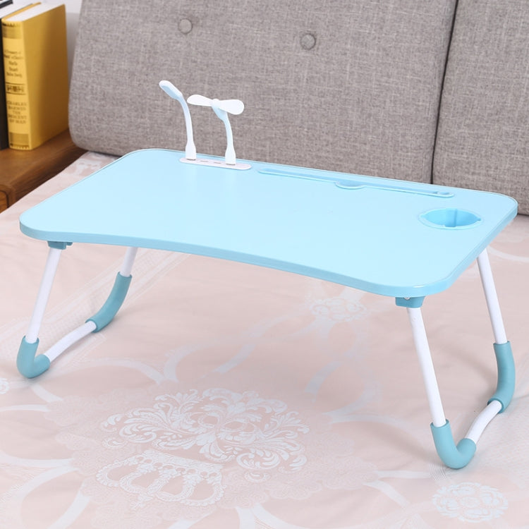 USB Folding Computer Desk With Fan & Lamp, Size: 60x40x28cm, Cool Black, Teenage Pink, Sky Blue, White Maple, Walnut, Eye Grotection Green – Card Slot, Non-slip Sky Blue