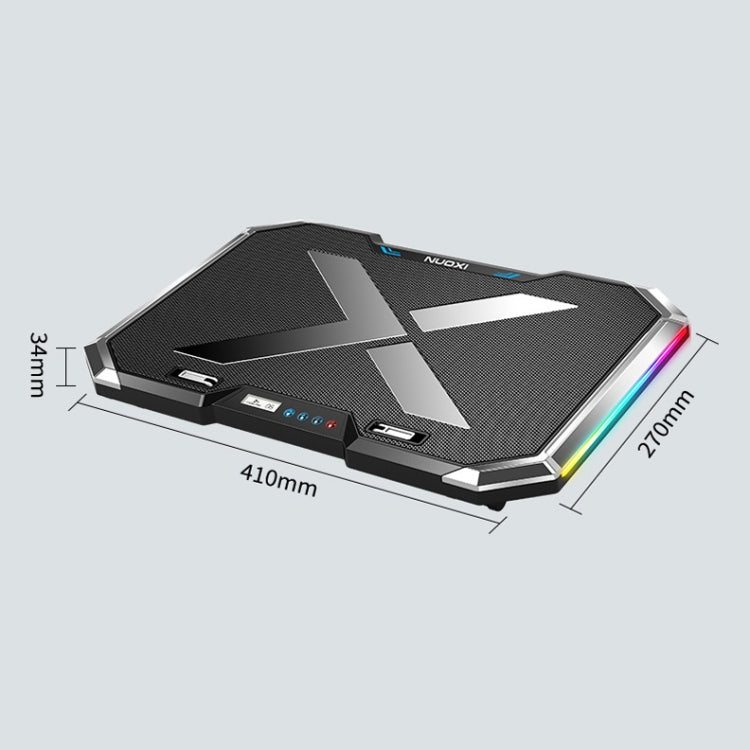 NUOXI Q8 Notebook Radiator LCD Screen Button Controllable RBG Luminescence Computer Cooling Base – Aluminum Alloy