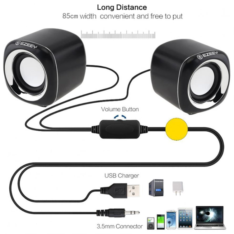 YEEZE A1 Multimedia USB2.0 Desktop Speaker Mini Computer Notebook Speaker, White Blue, White Green, White Purple, White Orange, Black Blue, Black Green, Black Purple, Black Prange, Electroplated Black Gold, Electroplated White, Electroplated Black......