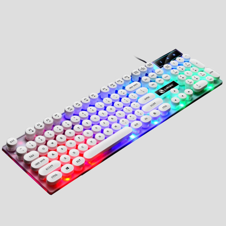 LIMEIDE GTX300 104 Keys Retro Round Key Cap USB Wired Mouse Keyboard, Cable Length: 1.4m, Punk Single Keyboard White, Punk Single Keyboard Black, Punk Set White, Punk Set Black – Wear-resistant, Non-slip