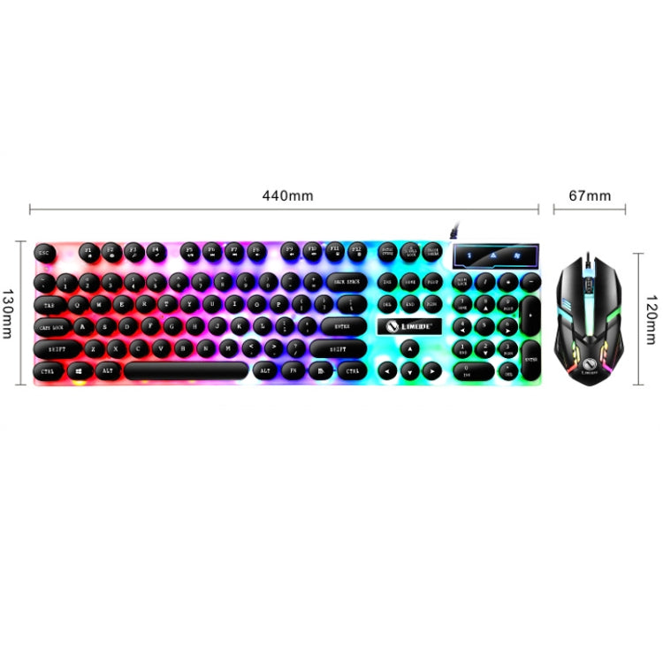 LIMEIDE GTX300 104 Keys Retro Round Key Cap USB Wired Mouse Keyboard, Cable Length: 1.4m, Punk Single Keyboard White, Punk Single Keyboard Black, Punk Set White, Punk Set Black – Wear-resistant, Non-slip