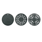 3 in 1 Hollow Flower Silicone Heat Insulation Pad Anti-Scalding Pot Bowl Pad Set, Black, Yellow, Blue, Green, Purple, Gray