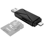 YH-109 SD/TF/Type-C/Micro USB/USB Computer PC Mobile Phone OTG Card Reader, White, Black – Card Slot Black