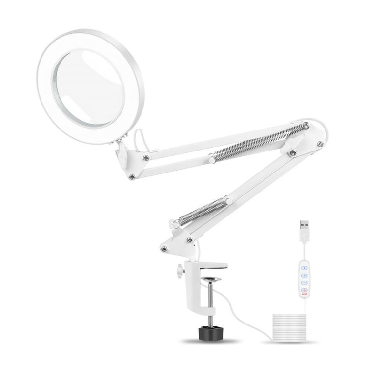 USB Desktop LED Ring Light Welding Auxiliary Magnifying Glass Lighting Desk Lamp, USB (White) – Durable Build, Easy to Use USB (White)