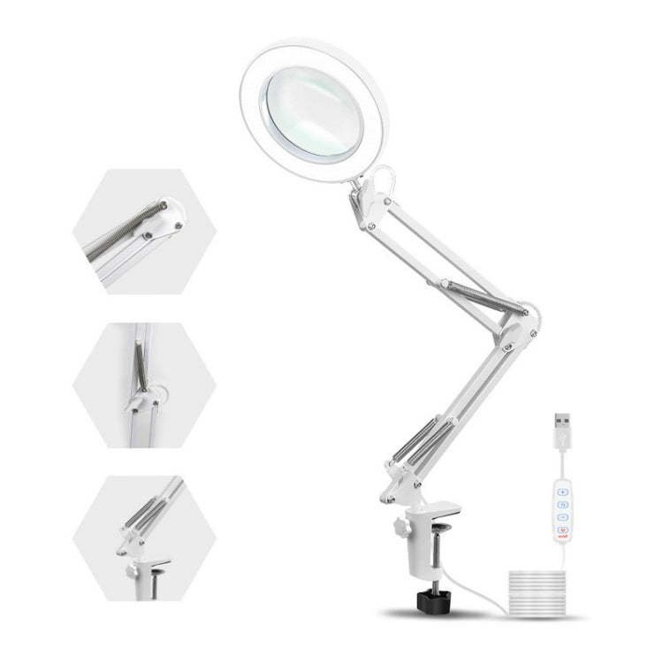 USB Desktop LED Ring Light Welding Auxiliary Magnifying Glass Lighting Desk Lamp, USB (White) – Durable Build, Easy to Use