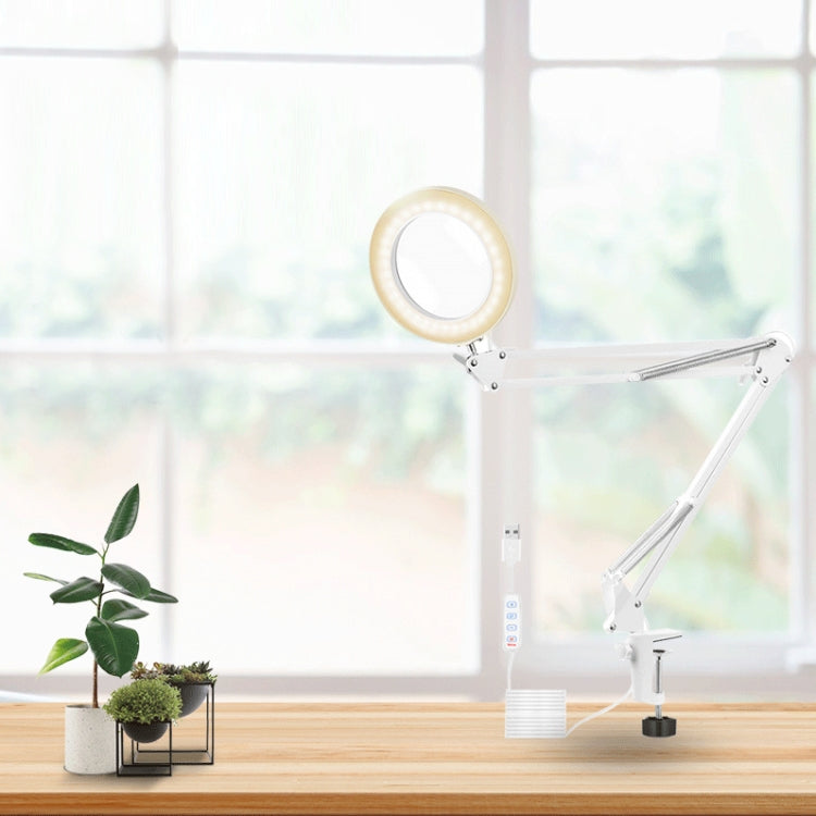 USB Desktop LED Ring Light Welding Auxiliary Magnifying Glass Lighting Desk Lamp, USB (White) – Durable Build, Easy to Use
