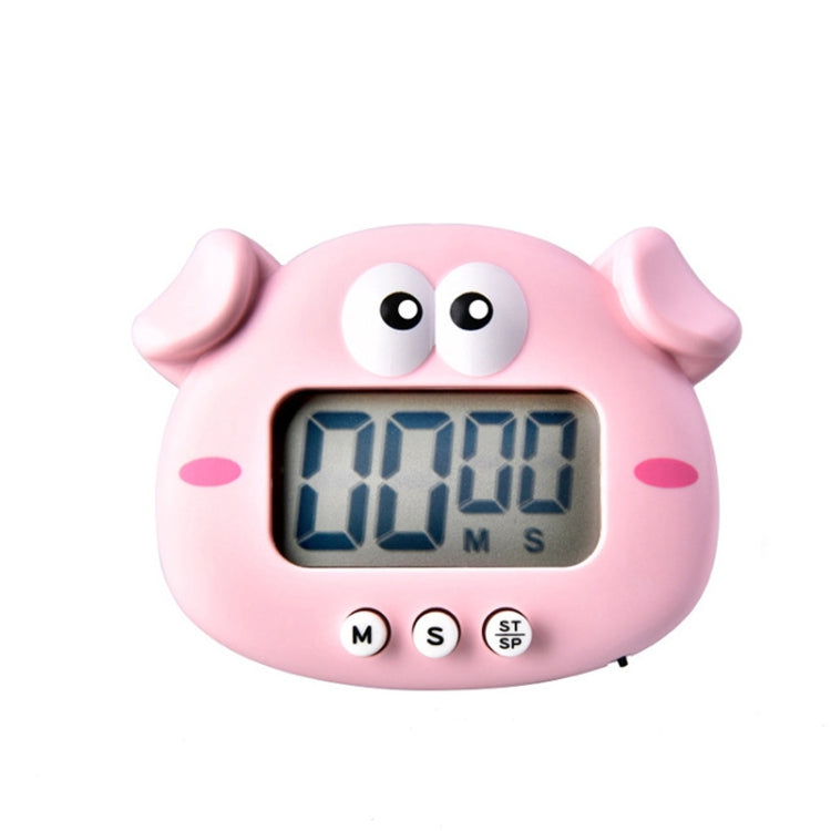 Kitchen Baking Cartoon Animal Electronic Timer Alarm Clock Student Learning Timer, Pink Pig, Yellow Chicken, Green Frog, Pink Frog Pink Pig Pink Pig
