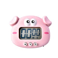 Kitchen Baking Cartoon Animal Electronic Timer Alarm Clock Student Learning Timer, Pink Pig, Yellow Chicken, Green Frog, Pink Frog Pink Pig Pink Pig