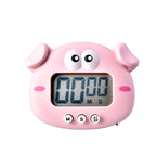 Kitchen Baking Cartoon Animal Electronic Timer Alarm Clock Student Learning Timer, Pink Pig, Yellow Chicken, Green Frog, Pink Frog Pink Pig Pink Pig