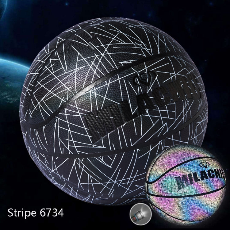 MILACHIC Number 7 Rainbow Reflective Cool Basketball, Stripe 6734, Spider Pattern 6735, Gray 6736 – Leather