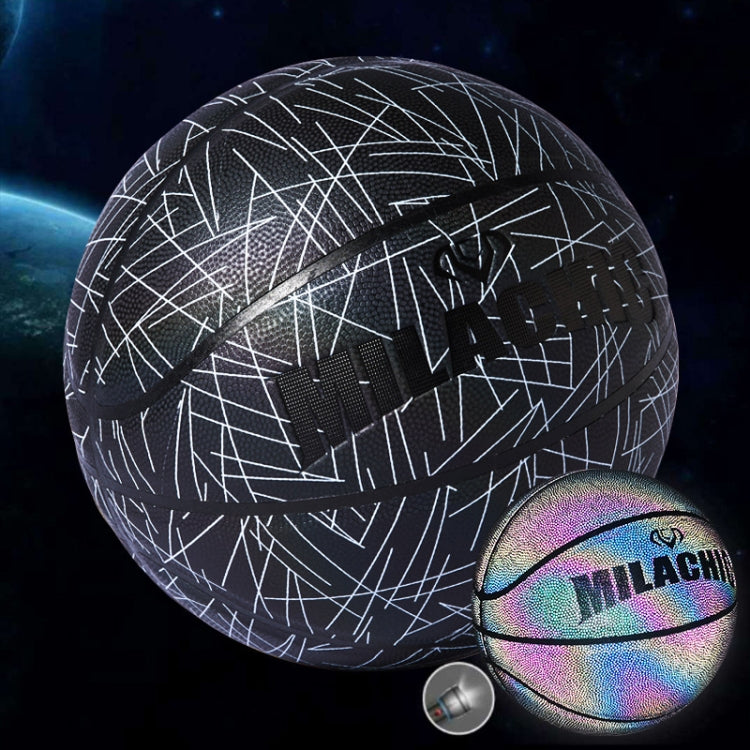 MILACHIC Number 7 Rainbow Reflective Cool Basketball, Stripe 6734, Spider Pattern 6735, Gray 6736 – Leather Stripe 6734 Stripe 6734